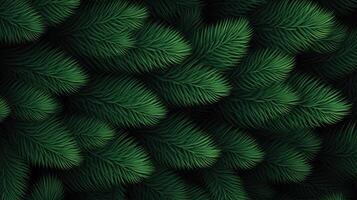 AI Generated Winter beautiful green fir tree branches background. Spruce with needles. Closeup. photo