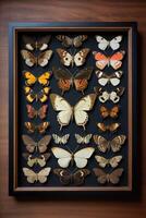 AI Generated Abundance of Butterflies in Shadow Box photo