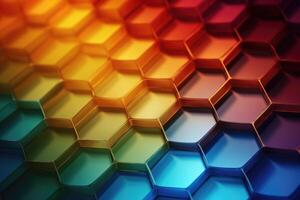 AI Generated Multicolored Hexagonal Pattern of Hexagons photo