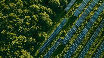 ai generado campos de solar paneles y sistemas a Produce verde electricidad. ai generado foto