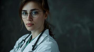 AI generated Portrait of a female medical worker with a stethoscope. AI Generated photo