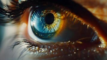 AI generated Human eye close-up, pupil and iris. AI Generated photo