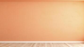 AI Generated Empty Room With Orange Wall and Wooden Floors photo