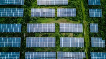 ai generado campos de solar paneles y sistemas a Produce verde electricidad. ai generado foto