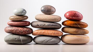 AI generated A stack of ornamental stones sitting on a white background. photo