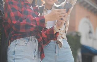 Woman travel around the world with backpack freedom and relax life concept. photo