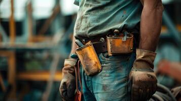 AI generated Portrait of a working man in a uniform and a hard hat. AI Generated photo