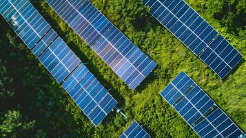 ai generado campos de solar paneles y sistemas a Produce verde electricidad. ai generado foto