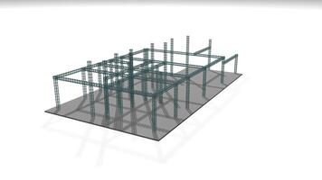 Konstruktion von ein Haus. Beton Füllung von Base und Säulen gegen Weiß Hintergrund. 3d Animation video