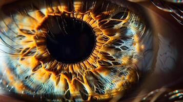 AI generated Human eye close-up, pupil and iris. AI Generated photo