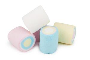 Marshmallows of different colors isolated photo