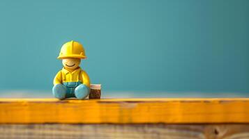 ai generado un hombre, un obrero, un constructor por profesión, en un uniforme y un casco. ai generado foto