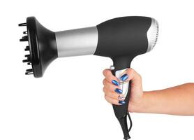 Hair dryer in hand photo