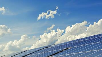 ai generado campos de solar paneles y sistemas a Produce verde electricidad. ai generado foto