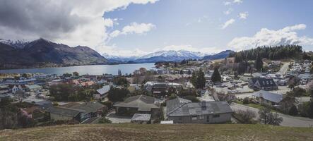 wanaka town important traveling destination at southland new zealand photo