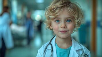 ai generado niño prodigio médico foto