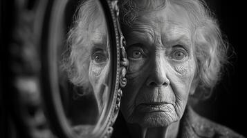 AI generated The poignant journey of an elderly woman photo