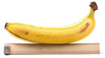 AI generated A yellow ripe banana with a centimeter. Generative AI photo