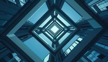 AI generated Isometric square bottom view from inside building. photo