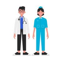 Illustration of doctor and nurse vector