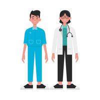 ilustración de médico y enfermero vector