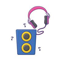 Illustration of headphone with music speaker vector