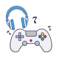 Illustration of headphone with game console vector