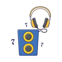 Illustration of headphone with music speaker vector