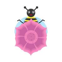 Illustration of cute bee and flower vector