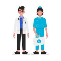 Illustration of doctor and nurse vector