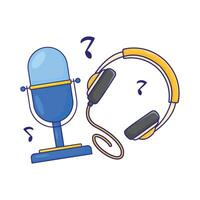 Illustration of headphone with microphone vector