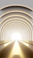 Vertical background. Empty white tunnel corridor. Abstract interior curved geometric structure design photo