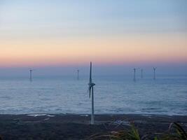 Offshore Wind Turbines Farm in Taiwan. photo