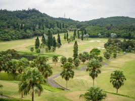 Golf course with gorgeous green and pond in Taiwan. photo