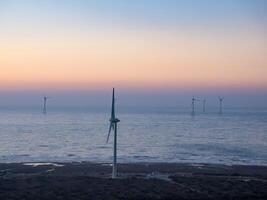Offshore Wind Turbines Farm in Taiwan. photo