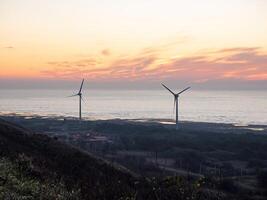 Offshore Wind Turbines Farm in Taiwan. photo