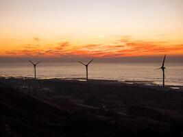 Offshore Wind Turbines Farm in Taiwan. photo
