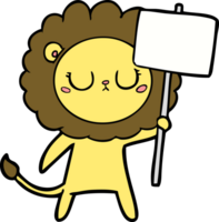 cartoon lion with protest sign png