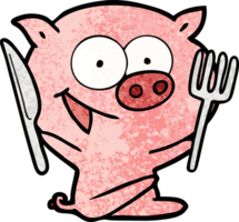 Fröhlicher sitzender Schweine-Cartoon png