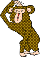 chimpancé de dibujos animados rascándose la cabeza png