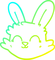 cold gradient line drawing of a cartoon happy rabbit png