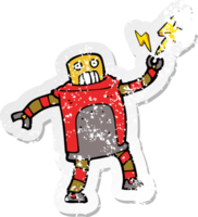 retro distressed sticker of a cartoon robot png