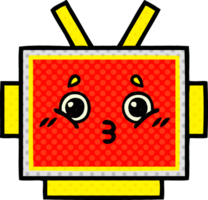 comic book style cartoon of a robot head png