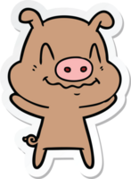 klistermärke av en nervös tecknad gris png