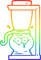 rainbow gradient line drawing of a cartoon filter coffee machine png