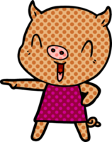 porco de desenho animado feliz no vestido png