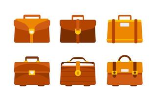 Set of briefcase. Business bag for documents. Office handbag. Vector illustration