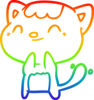 arco Iris gradiente linha desenhando do uma fofa feliz pequeno gato png