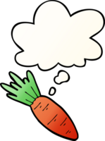 cartoon carrot with thought bubble in smooth gradient style png