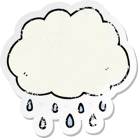 beunruhigter Aufkleber einer Cartoon-Regenwolke png